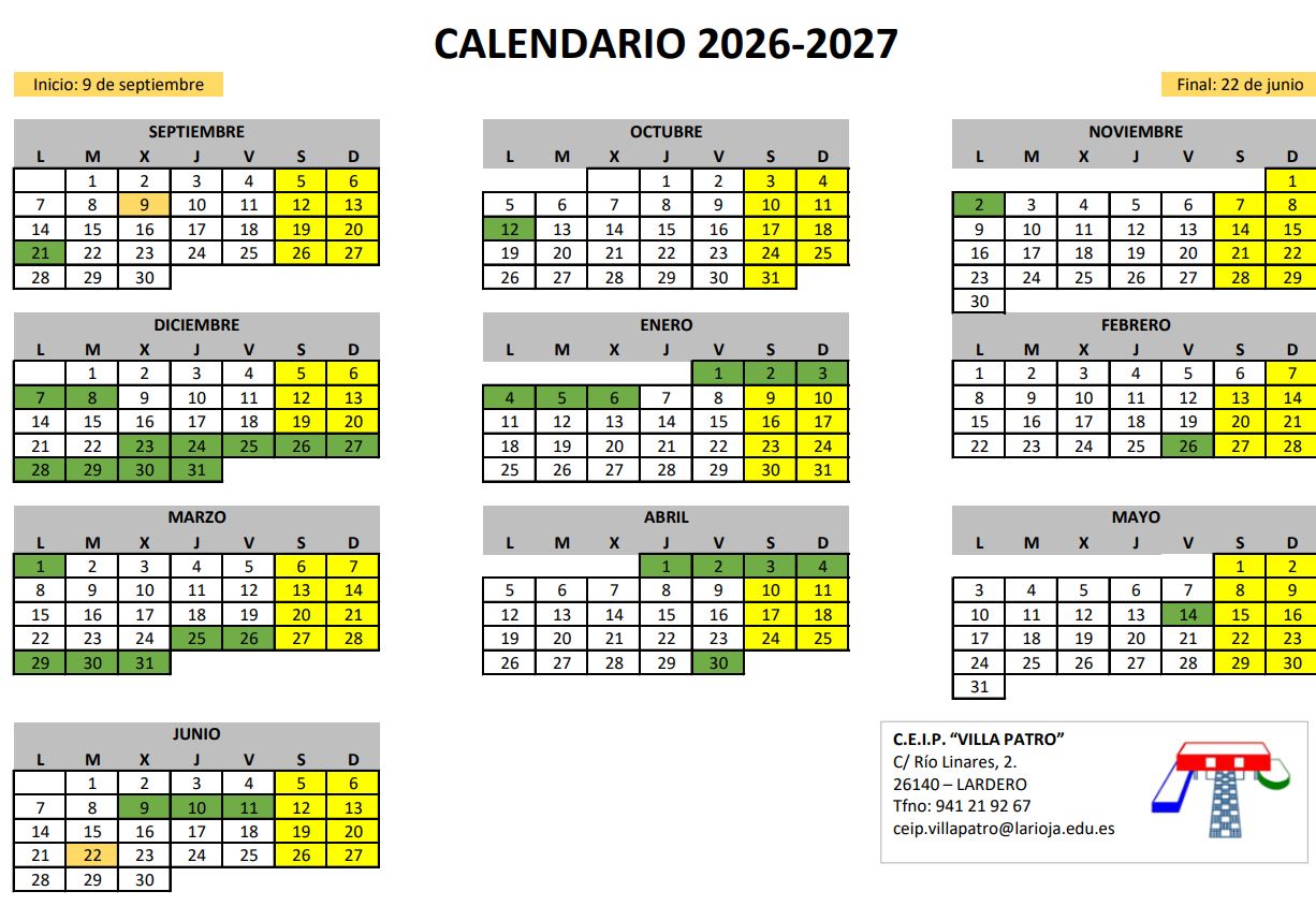 Calendario 2026/2027